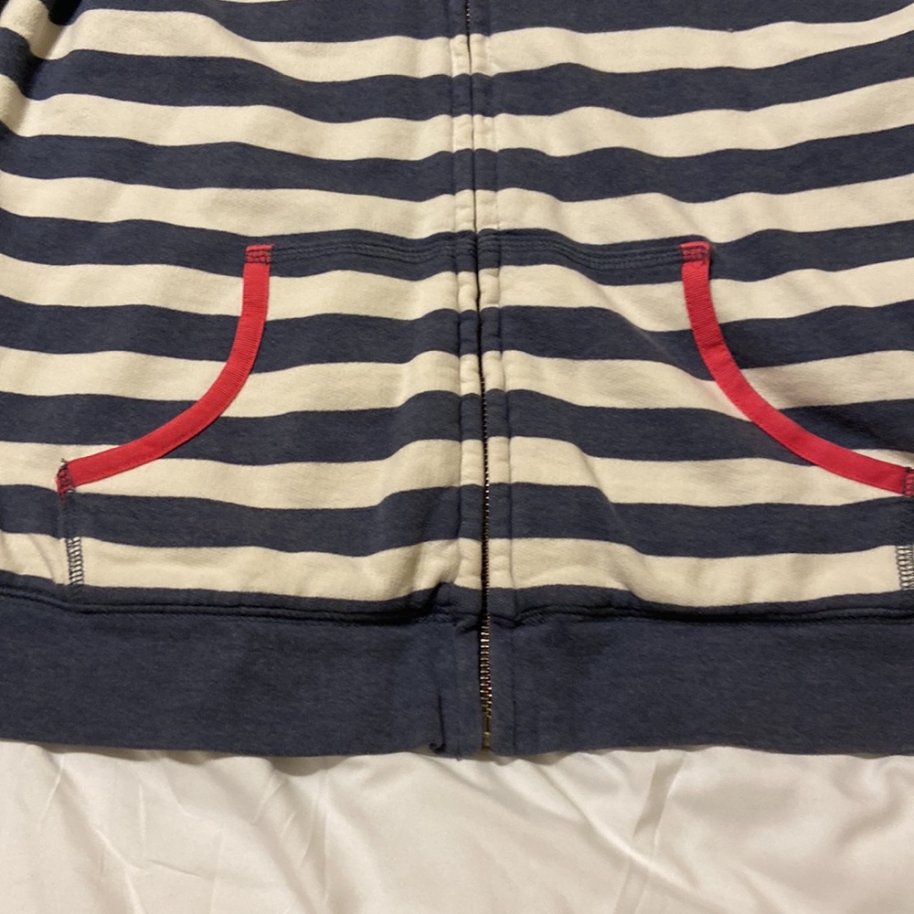 Boden Women’s Blue & White Striped Hoodie Pink accents Sz M EUC Medium Weight - Picture 5 of 17